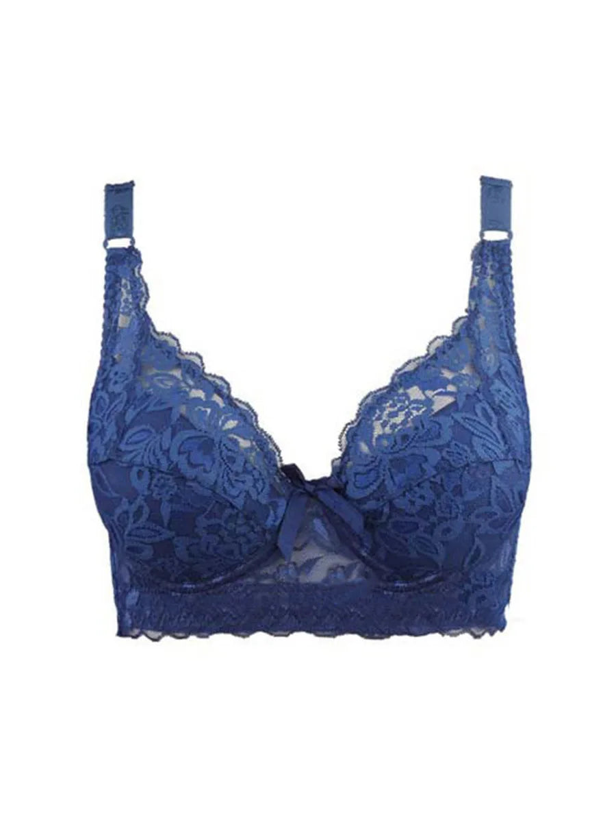 Sutiã Feminino Plus Size de Renda Sem Aro com Alças Ajustáveis e Bojo Fino