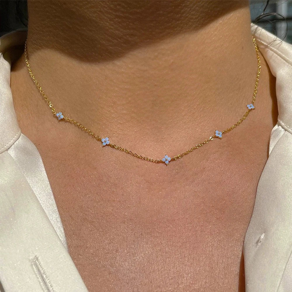 Colar Feminino Banhado a Ouro 18K com Trevo de Quatro Folhas e Zircônias