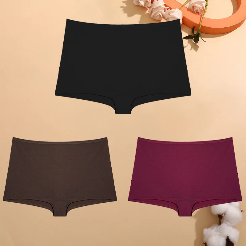 Kit 3 Calcinhas Femininas Boxer de Algodão Cintura Baixa