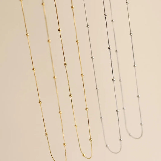 Colar Gargantilha Feminino em Aço Inoxidável com Corrente de Esferas