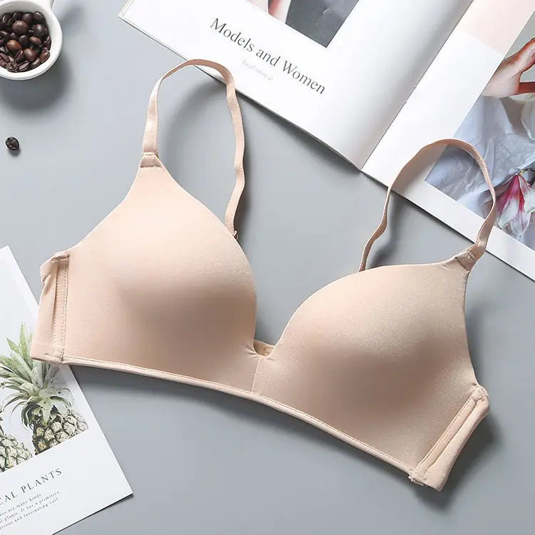Sutiã Feminino Push Up Sem Costura Ultra Fino Sem Aro com Alças Ajustáveis