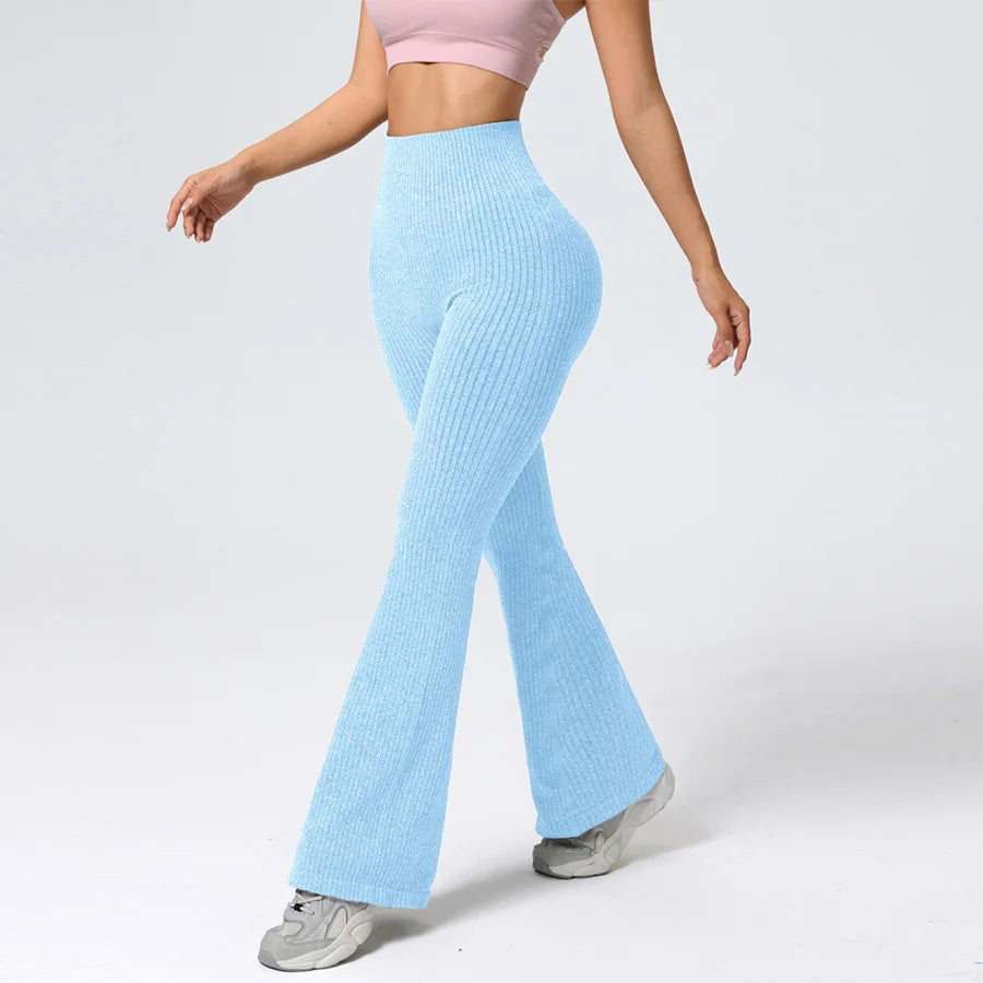 Calça Feminina Flare Fitness com Cintura Alta, Controle Abdominal e Tecido Stretch