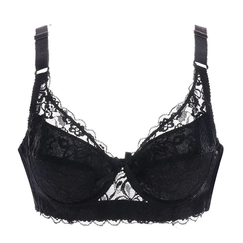 Sutiã Feminino Plus Size de Renda Sem Aro com Alças Ajustáveis e Bojo Fino