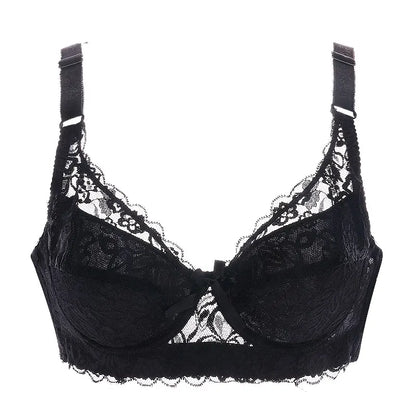 Sutiã Feminino Plus Size de Renda Sem Aro com Alças Ajustáveis e Bojo Fino