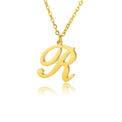 Colar Feminino com Inicial Dourada em Aço Inoxidável e Design Minimalista