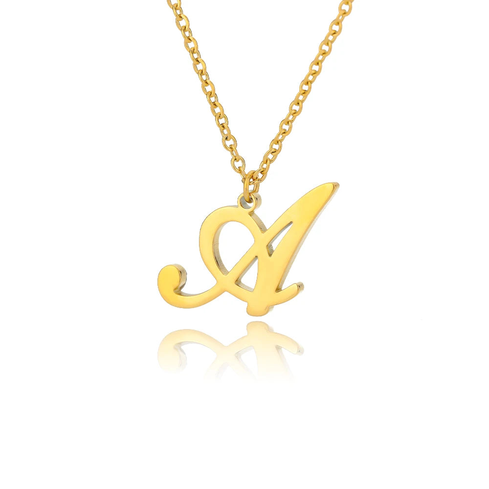 Colar Feminino com Inicial Dourada em Aço Inoxidável e Design Minimalista
