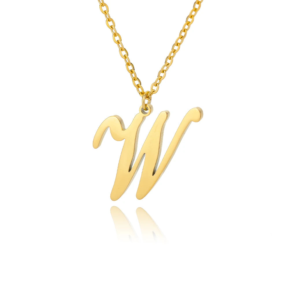 Colar Feminino com Inicial Dourada em Aço Inoxidável e Design Minimalista