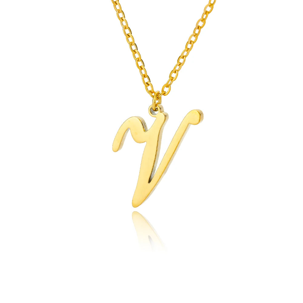 Colar Feminino com Inicial Dourada em Aço Inoxidável e Design Minimalista
