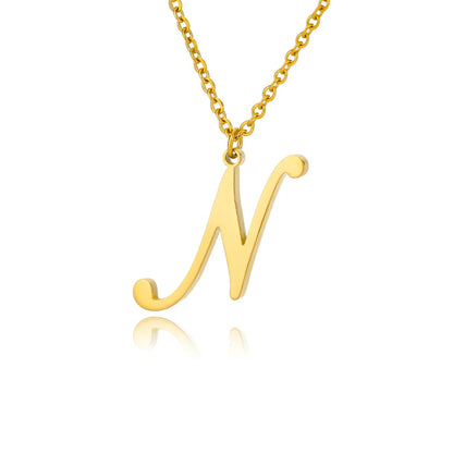 Colar Feminino com Inicial Dourada em Aço Inoxidável e Design Minimalista