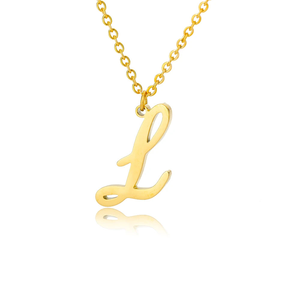Colar Feminino com Inicial Dourada em Aço Inoxidável e Design Minimalista