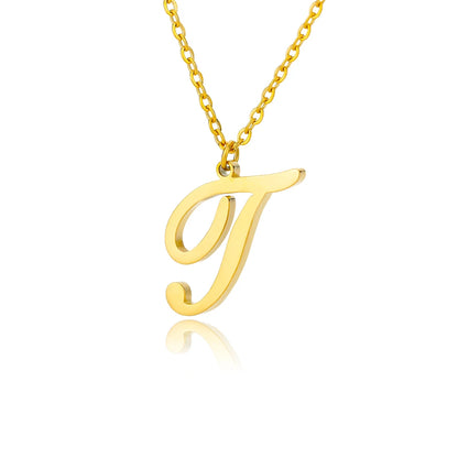 Colar Feminino com Inicial Dourada em Aço Inoxidável e Design Minimalista