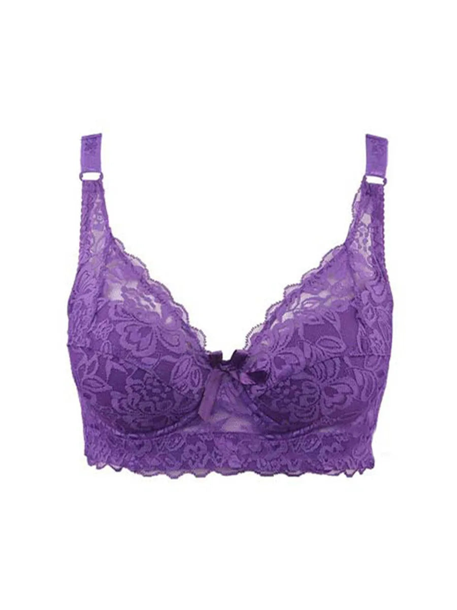 Sutiã Feminino Plus Size de Renda Sem Aro com Alças Ajustáveis e Bojo Fino