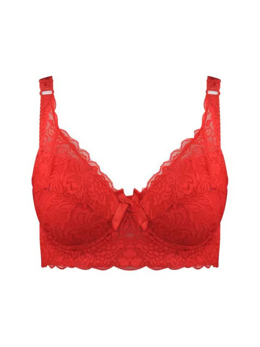 Sutiã Feminino Plus Size de Renda Sem Aro com Alças Ajustáveis e Bojo Fino