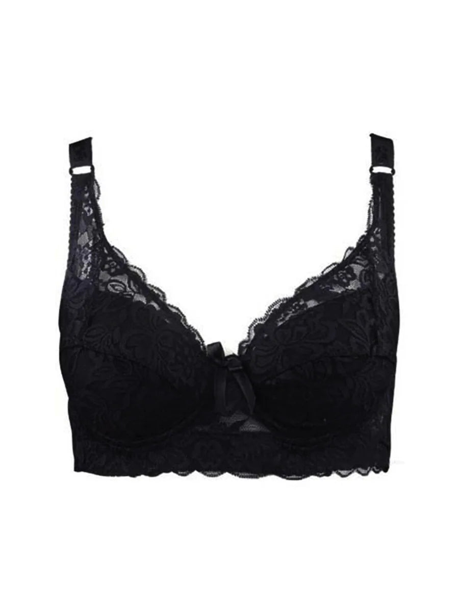 Sutiã Feminino Plus Size de Renda Sem Aro com Alças Ajustáveis e Bojo Fino