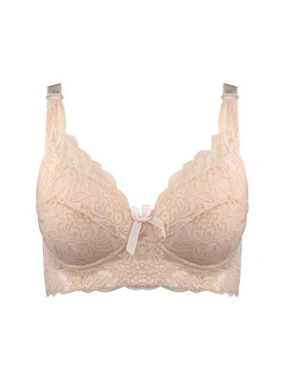 Sutiã Feminino Plus Size de Renda Sem Aro com Alças Ajustáveis e Bojo Fino