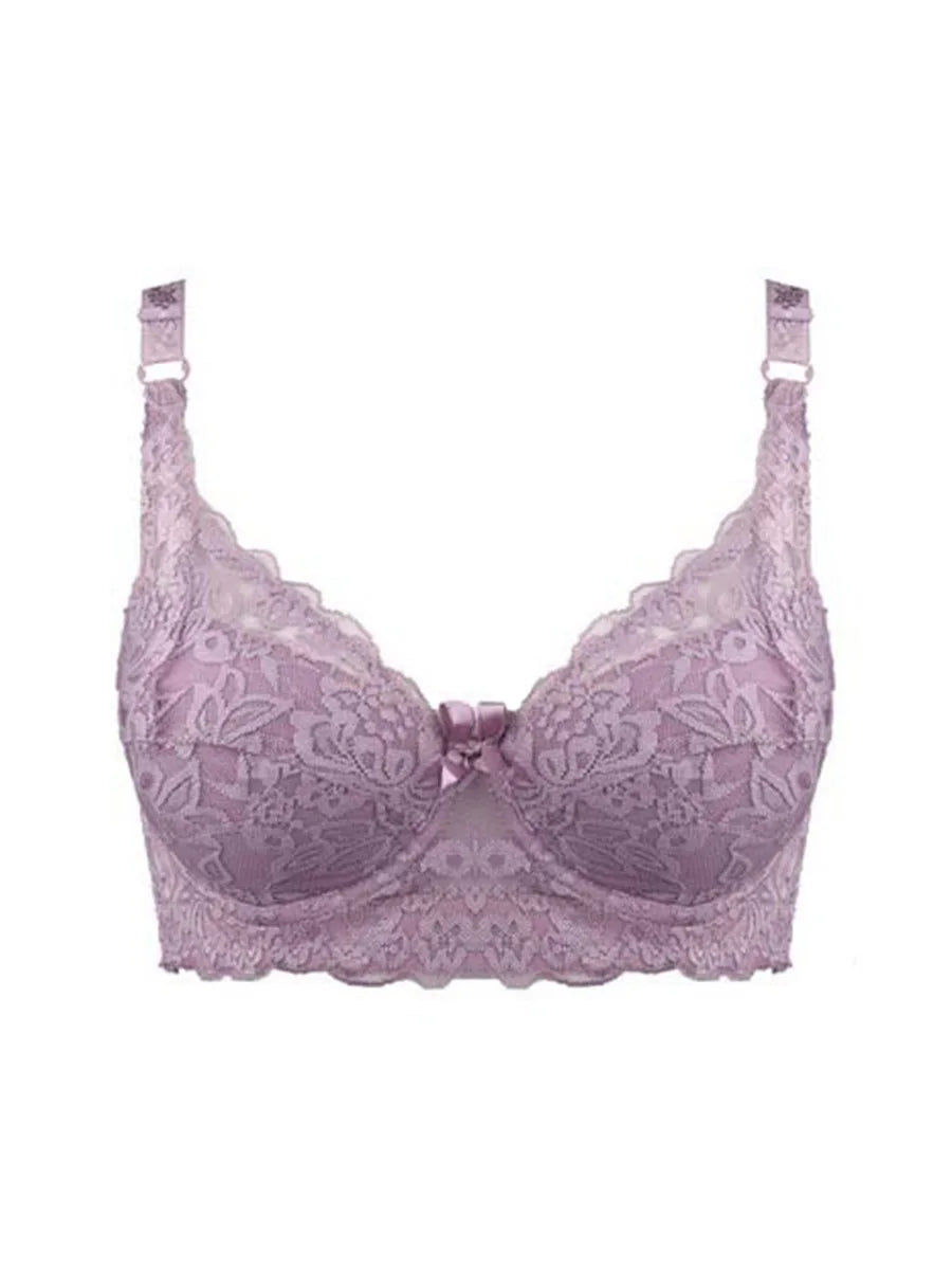 Sutiã Feminino Plus Size de Renda Sem Aro com Alças Ajustáveis e Bojo Fino