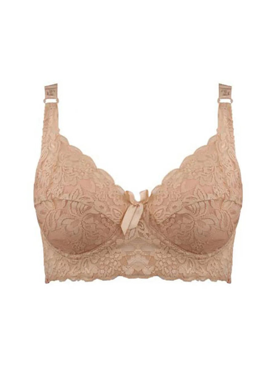 Sutiã Feminino Plus Size de Renda Sem Aro com Alças Ajustáveis e Bojo Fino