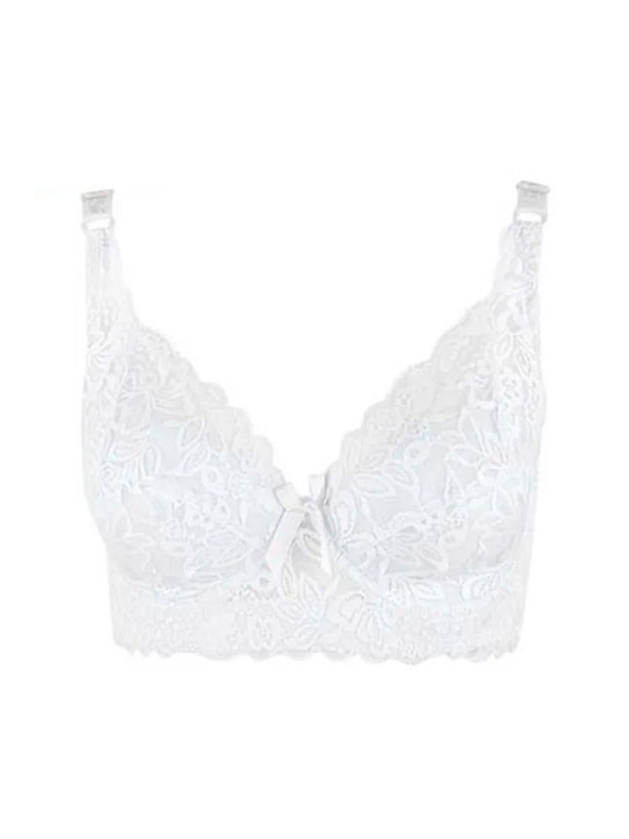 Sutiã Feminino Plus Size de Renda Sem Aro com Alças Ajustáveis e Bojo Fino