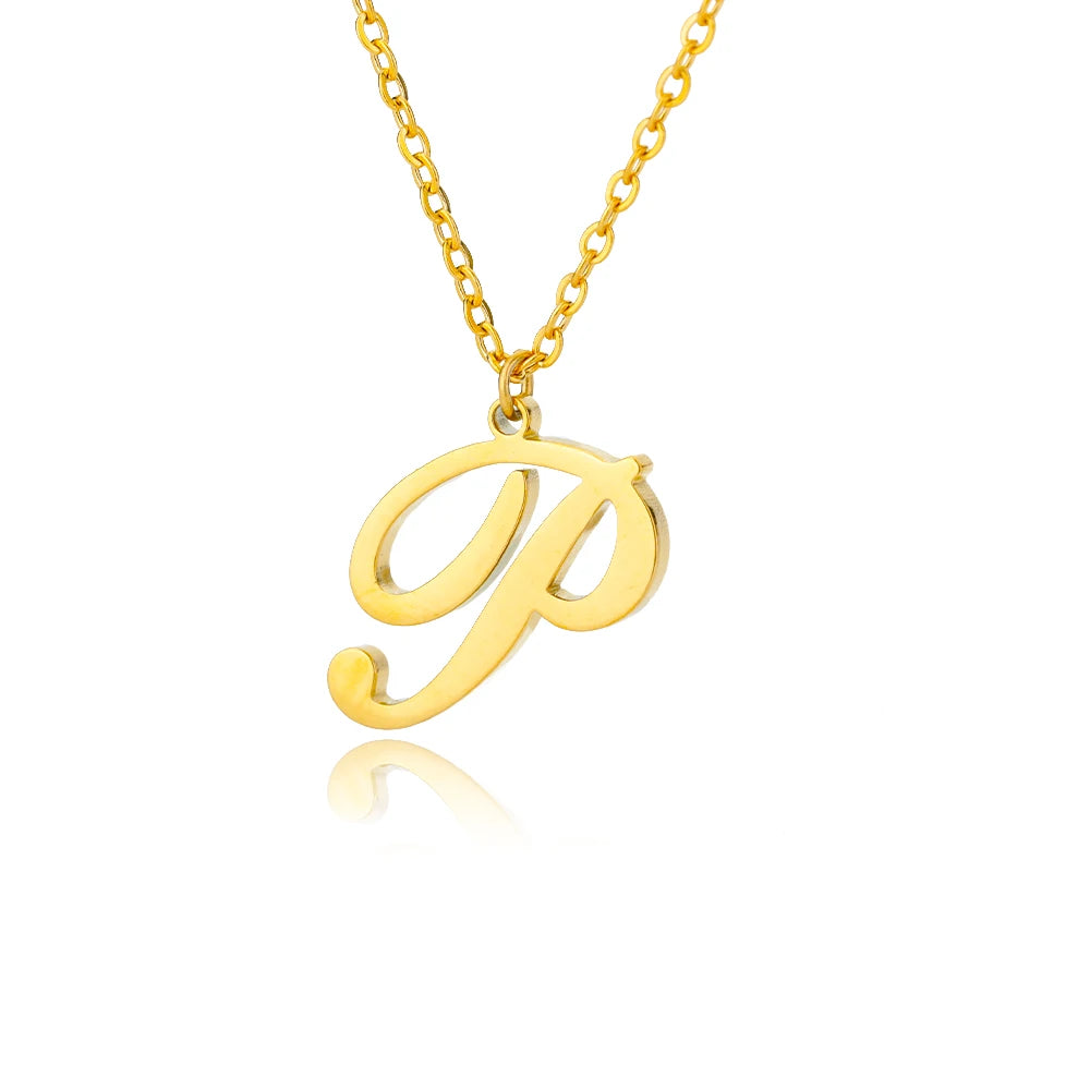 Colar Feminino com Inicial Dourada em Aço Inoxidável e Design Minimalista