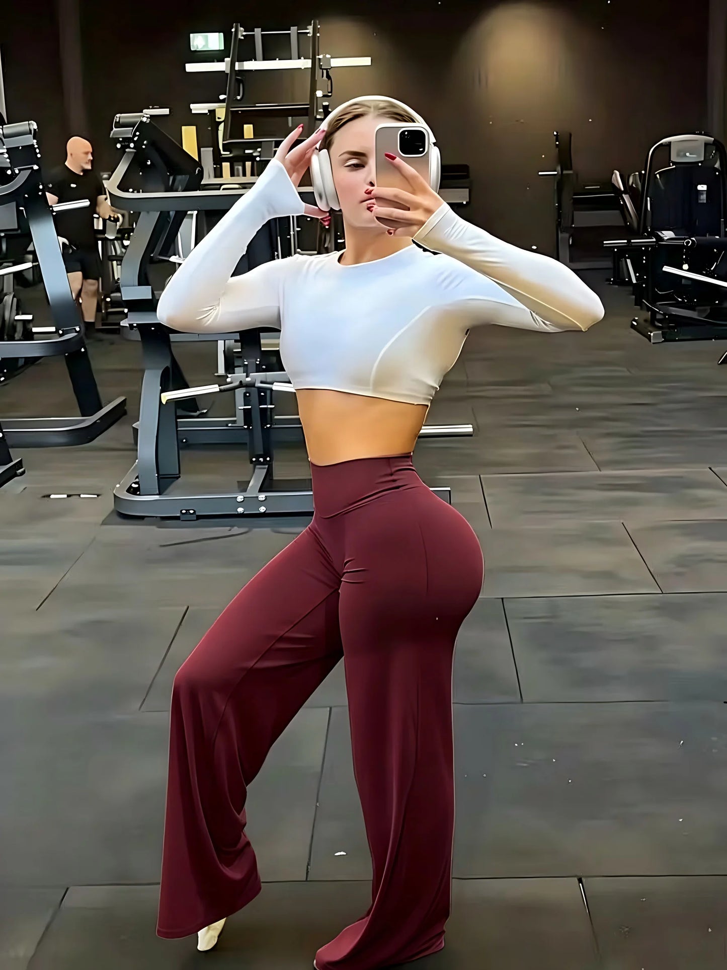 Calça Feminina Fitness Wide Leg com Cintura Alta, Compressão e Caimento Sofisticado