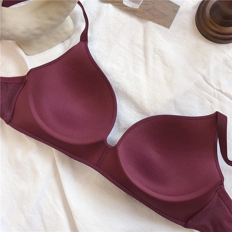 Sutiã Feminino Push Up Sem Costura Ultra Fino Sem Aro com Alças Ajustáveis