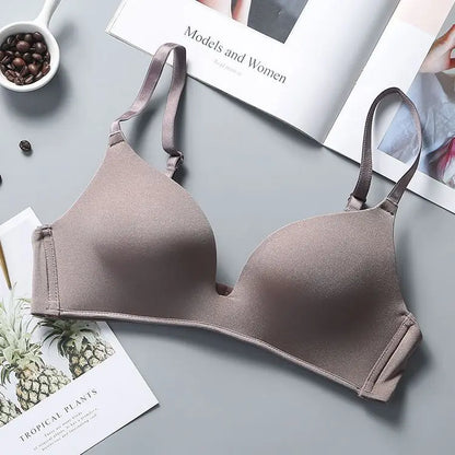Sutiã Feminino Push Up Sem Costura Ultra Fino Sem Aro com Alças Ajustáveis