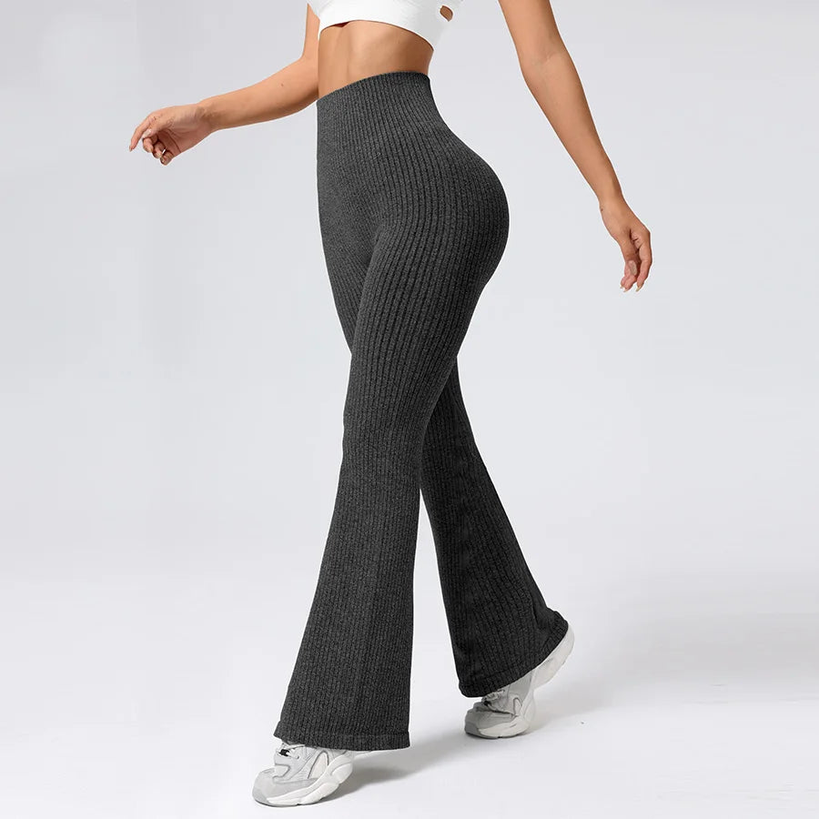 Calça Feminina Flare Fitness com Cintura Alta, Controle Abdominal e Tecido Stretch
