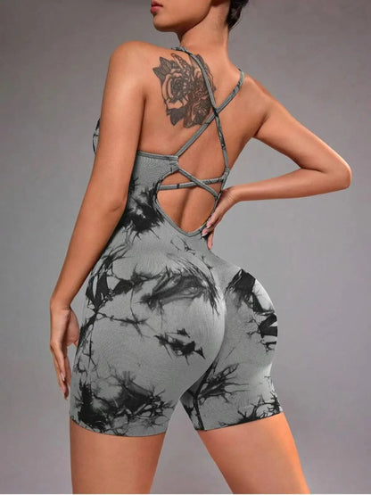 Body Feminino Tie Dye com Alças Delicadas, Sem Costura e Caimento Ajustado