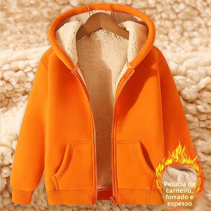 Moletom Feminino Plus Size com Capuz e Zíper