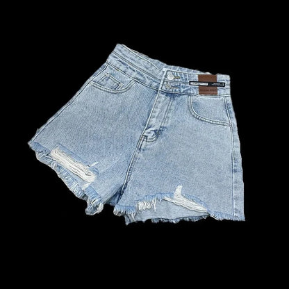 Short Jeans Feminino em Algodão Cintura Alta com Modelagem A-Line