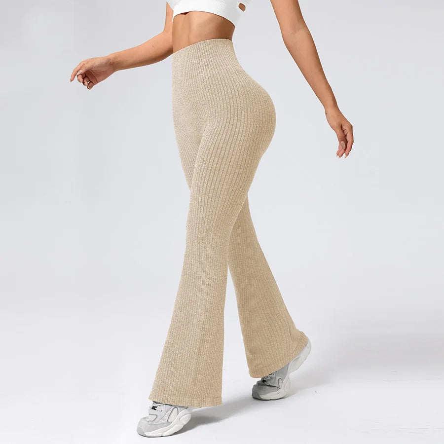 Calça Feminina Flare Fitness com Cintura Alta, Controle Abdominal e Tecido Stretch
