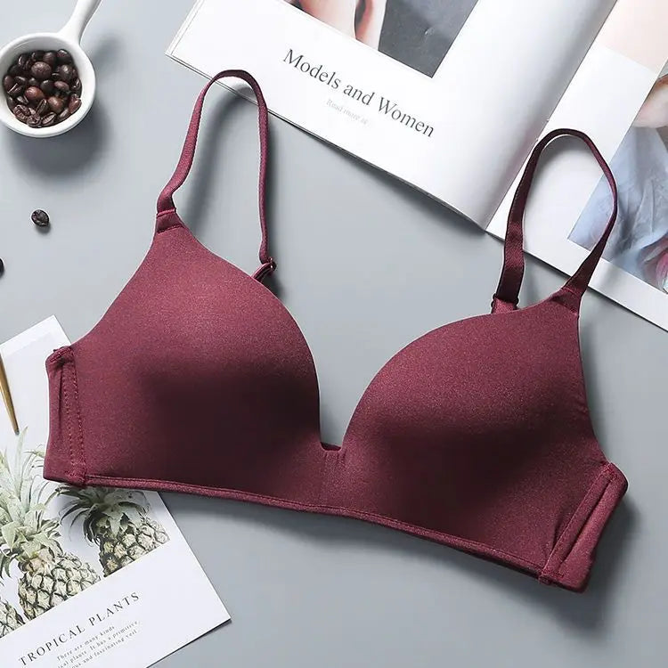 Sutiã Feminino Push Up Sem Costura Ultra Fino Sem Aro com Alças Ajustáveis