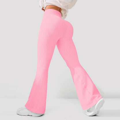 Calça Feminina Flare Fitness com Cintura Alta, Controle Abdominal e Tecido Stretch