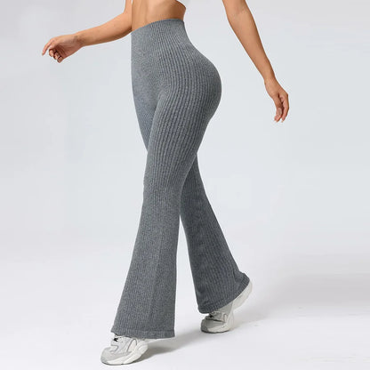 Calça Feminina Flare Fitness com Cintura Alta, Controle Abdominal e Tecido Stretch