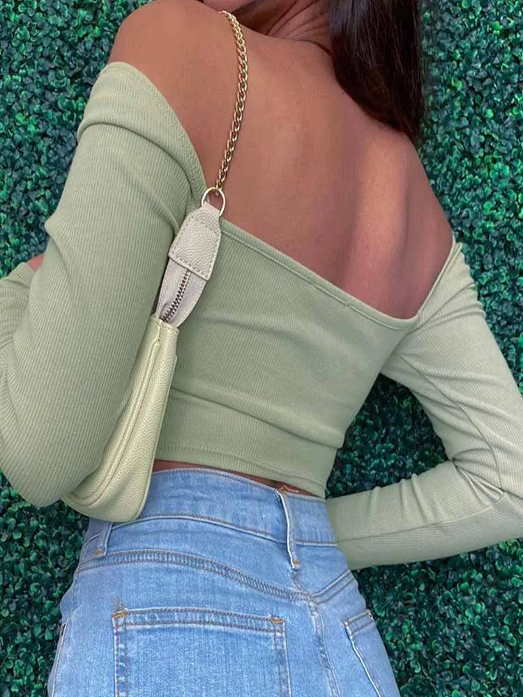 Blusa Feminina Cropped Slim com Decote V e Costas Abertas