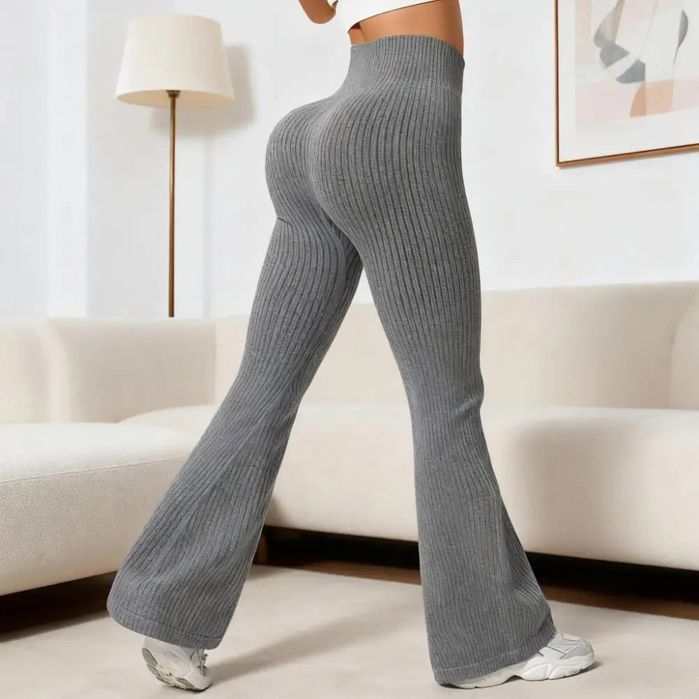 Calça Feminina Flare Fitness com Cintura Alta, Controle Abdominal e Tecido Stretch