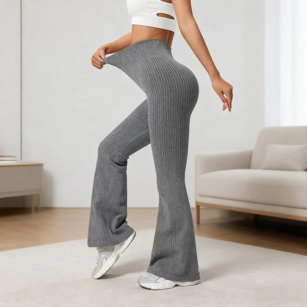 Calça Feminina Flare Fitness com Cintura Alta, Controle Abdominal e Tecido Stretch