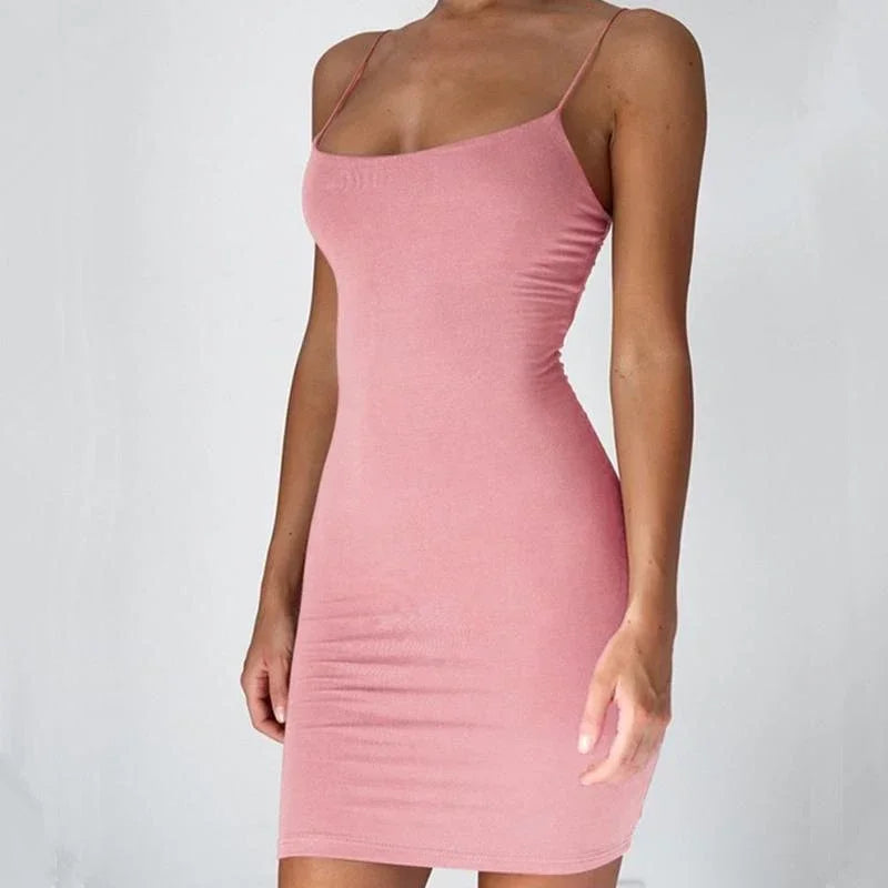 Vestido Curto Alça Fina Justo ao Corpo para Festas e Baladas