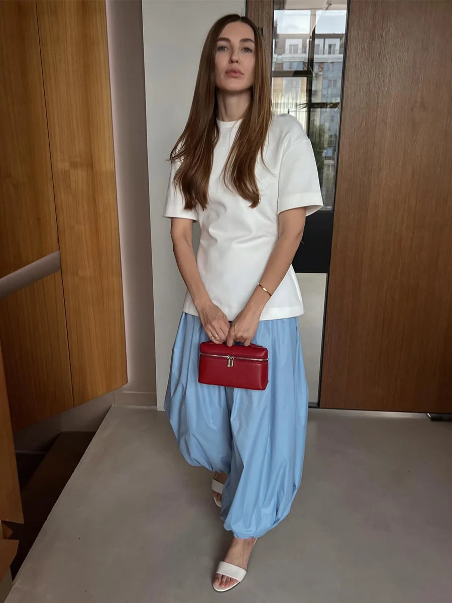 Calça Feminina Bornladies em Algodão 100%, Corte Solto com Perna Ampla e Estilo Casual Sofisticado