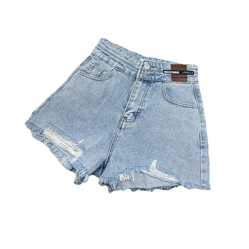 Short Jeans Feminino em Algodão Cintura Alta com Modelagem A-Line