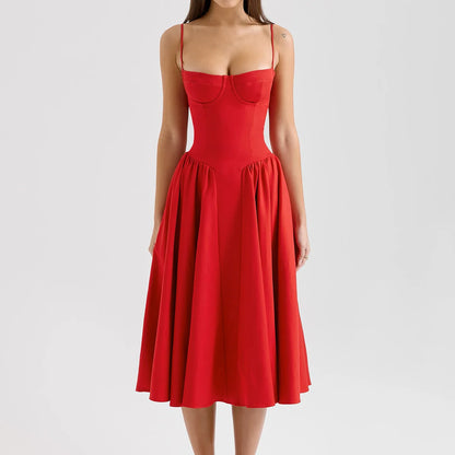 Vestido Midi Feminino Suninheart Alças Finas Elegante para Festa