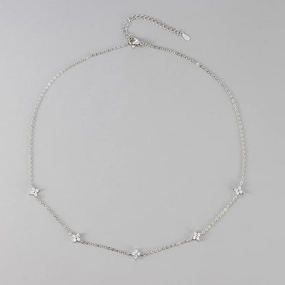 Colar Feminino Banhado a Ouro 18K com Trevo de Quatro Folhas e Zircônias