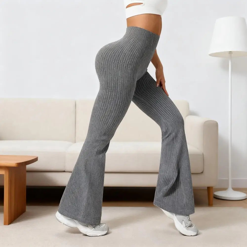 Calça Feminina Flare Fitness com Cintura Alta, Controle Abdominal e Tecido Stretch