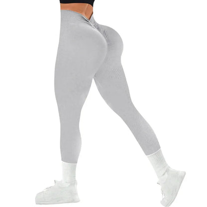 Legging Feminina Fitness Sem Costura com Cintura Alta em V e Alta Elasticidade