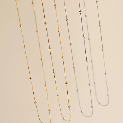 Colar Gargantilha Feminino em Aço Inoxidável com Corrente de Esferas