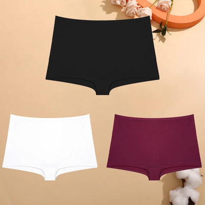 Kit 3 Calcinhas Femininas Boxer de Algodão Cintura Baixa