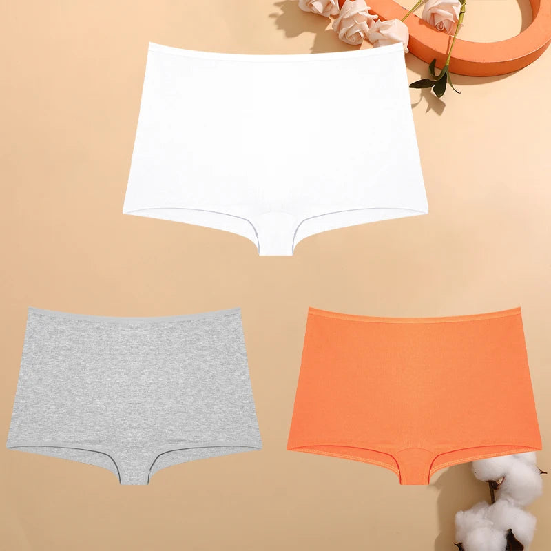 Kit 3 Calcinhas Femininas Boxer de Algodão Cintura Baixa