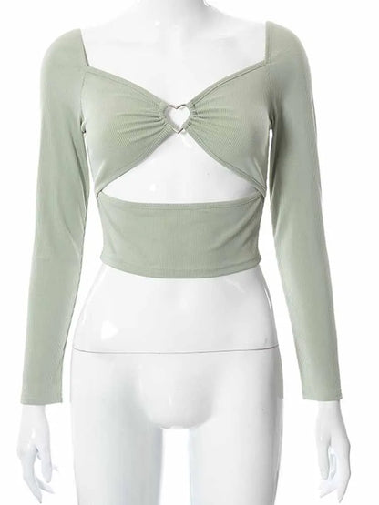 Blusa Feminina Cropped Slim com Decote V e Costas Abertas