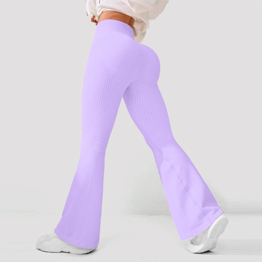 Calça Feminina Flare Fitness com Cintura Alta, Controle Abdominal e Tecido Stretch