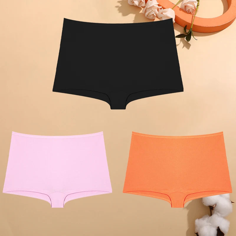 Kit 3 Calcinhas Femininas Boxer de Algodão Cintura Baixa